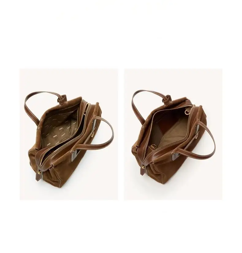 حقيبة سفر من جلد الغزال من Songmont، حقيبة واسعة على طراز بوسطن للتنقل في العمل وفي عطلة نهاية الأسبوع