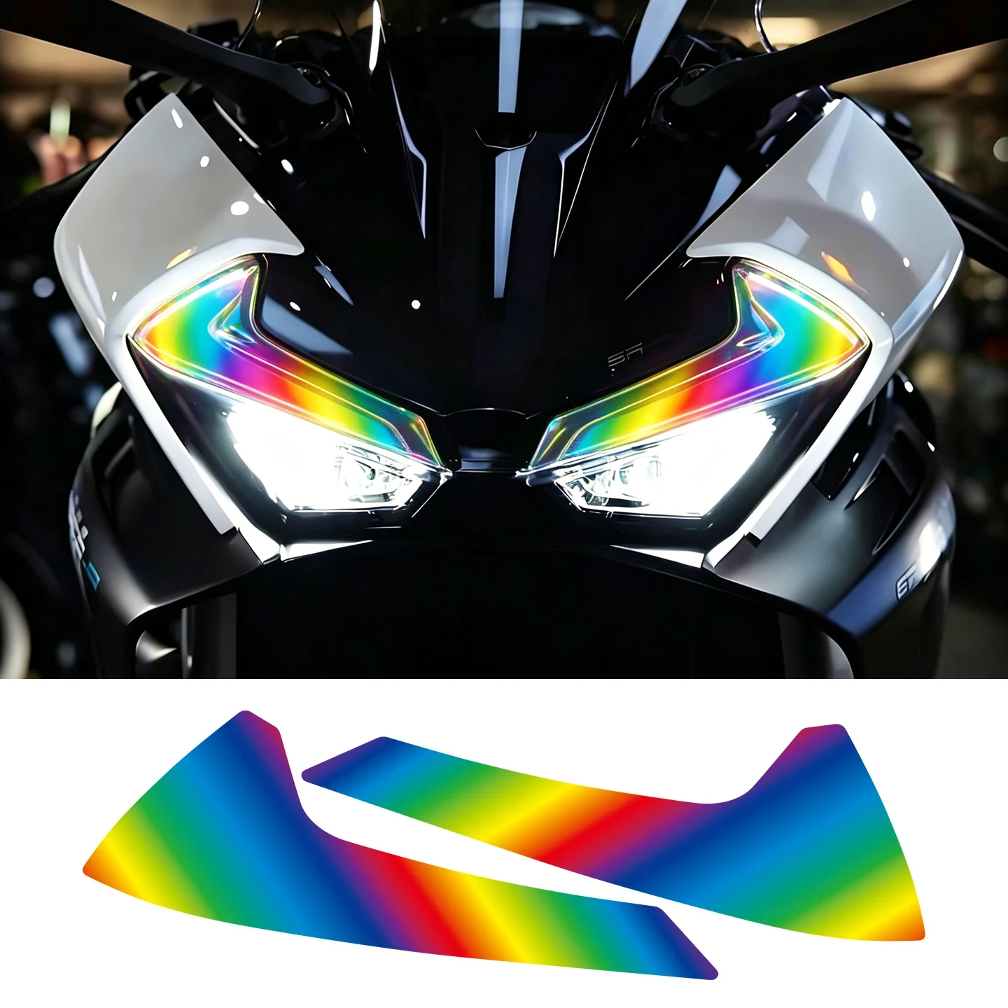 Für CFMOTO 675SR Gradient Motorrad-Scheinwerferschutzfolie Aufkleber Moto Sportbike Augenbrauen-Licht Vinyl Zubehör Dekor