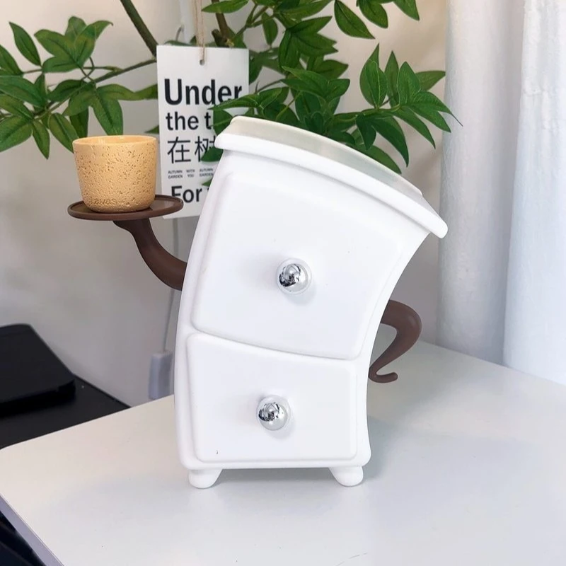 Funny Hands-On-Hip Figurine Jewelry Organizer Compartment Storage Box Creative Waist-Bend Drawer Type Desktop Cabinet Holder
