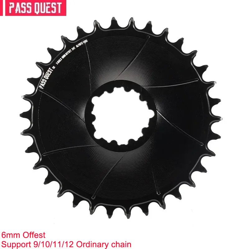 

PASS QUEST 6mm Offset AERO Round Narrow Wide Chainring Mountain/Gravel Bike Direct Mount Crank 28-36T Bicycle Accessories