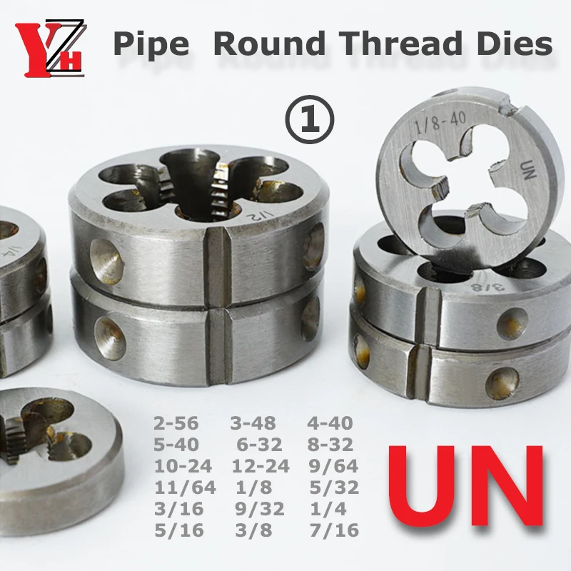 Pipe Thread Die 4-40 5-40 6-32 9/64 1/8 3/16 9/32 1/4 5/16 3/8 7/16 UN UNC UNF UNS Round Die Right Hand Cutting Tool Alloy Steel