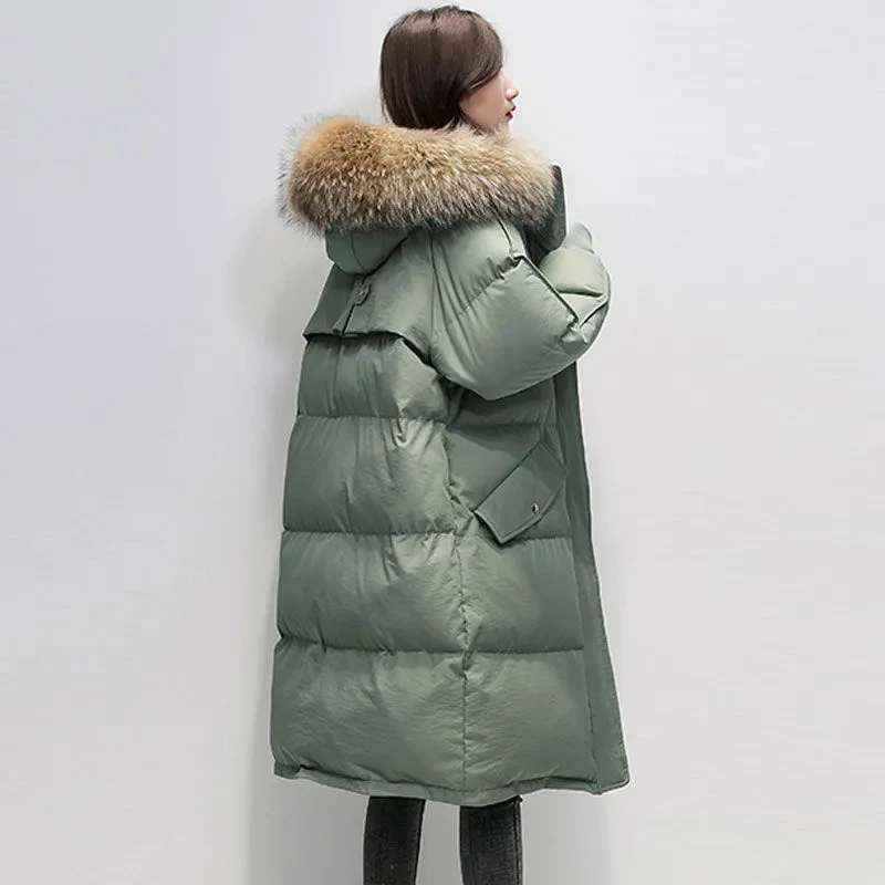 Engrossar casaco 2024 novo inverno coreano solto para baixo jaqueta de algodão feminino quente com capuz parka casaco feminino sólido casual casacos longos