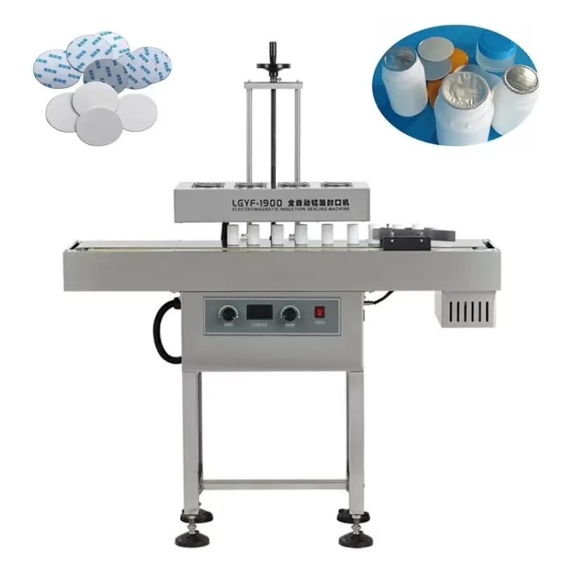 Automatic Electromagnetic Induction Sealing Machine Aluminum Foil Lid Induction Sealer With Conveyor in Continuous Packaging Use