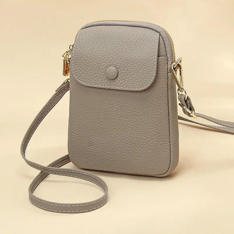 Leather mobile phone bag crossbody bag women's trend simple new first layer cowhide mobile phone bag mini mobile phone bag