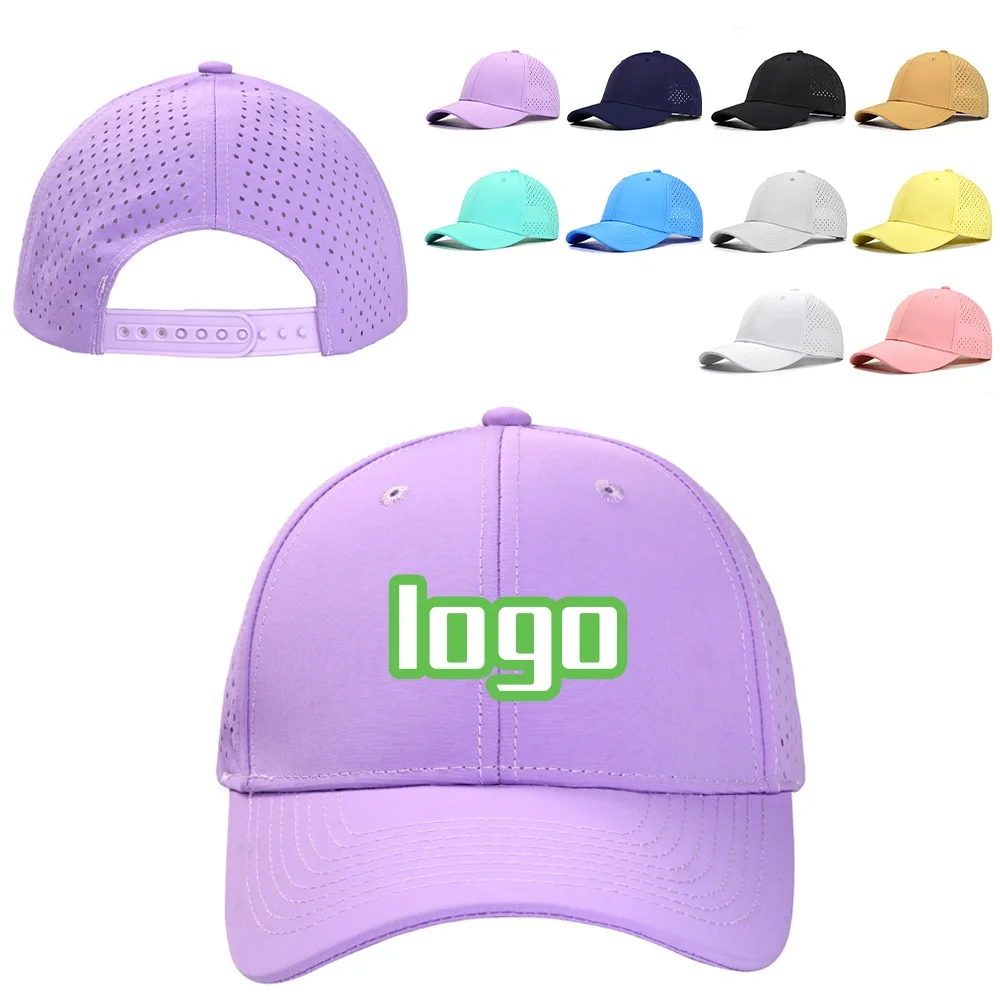 Customized Printed Logo Sun Protection Waterproof Men's Golf Baseball Caps Women's Fashionable Laser Perforated Duck Tongue Hats