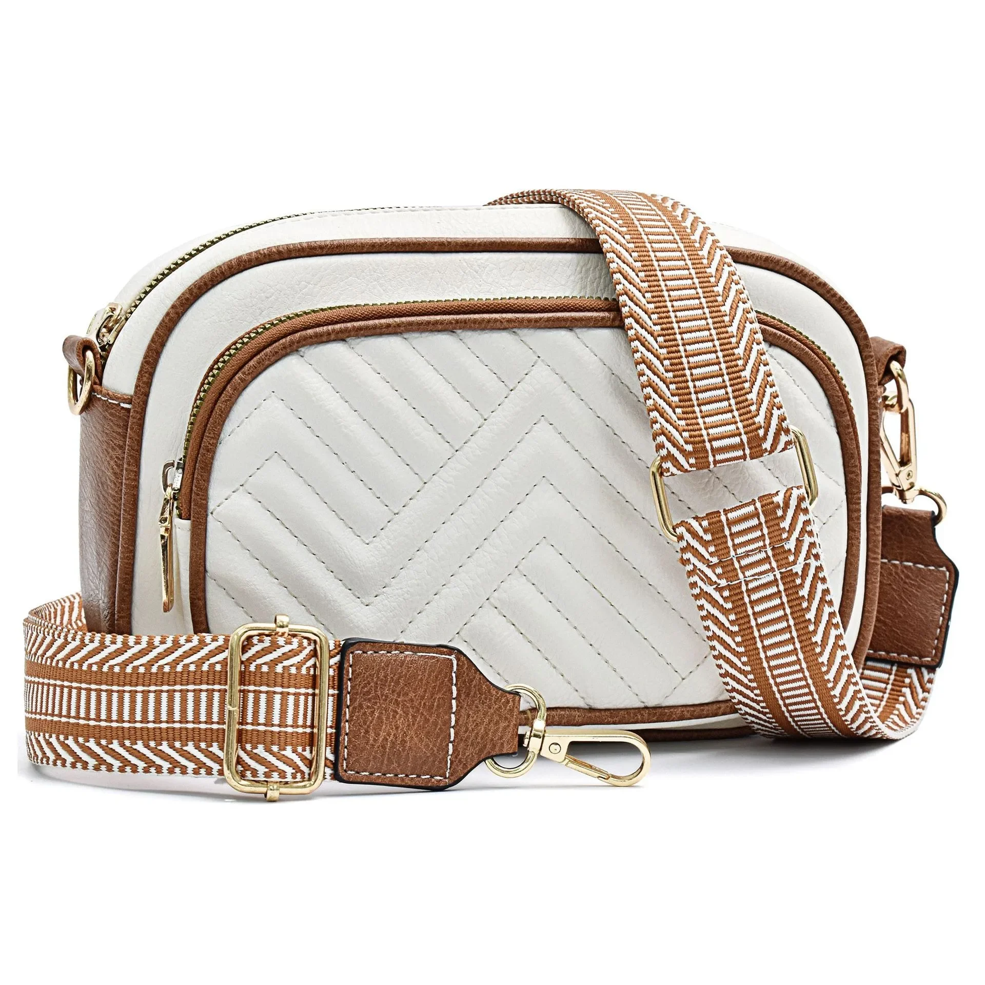 Trendy White Shoulder Bag Women\'s Casual Handbag & Purse Mini Quilted Crossbody Bags For Women