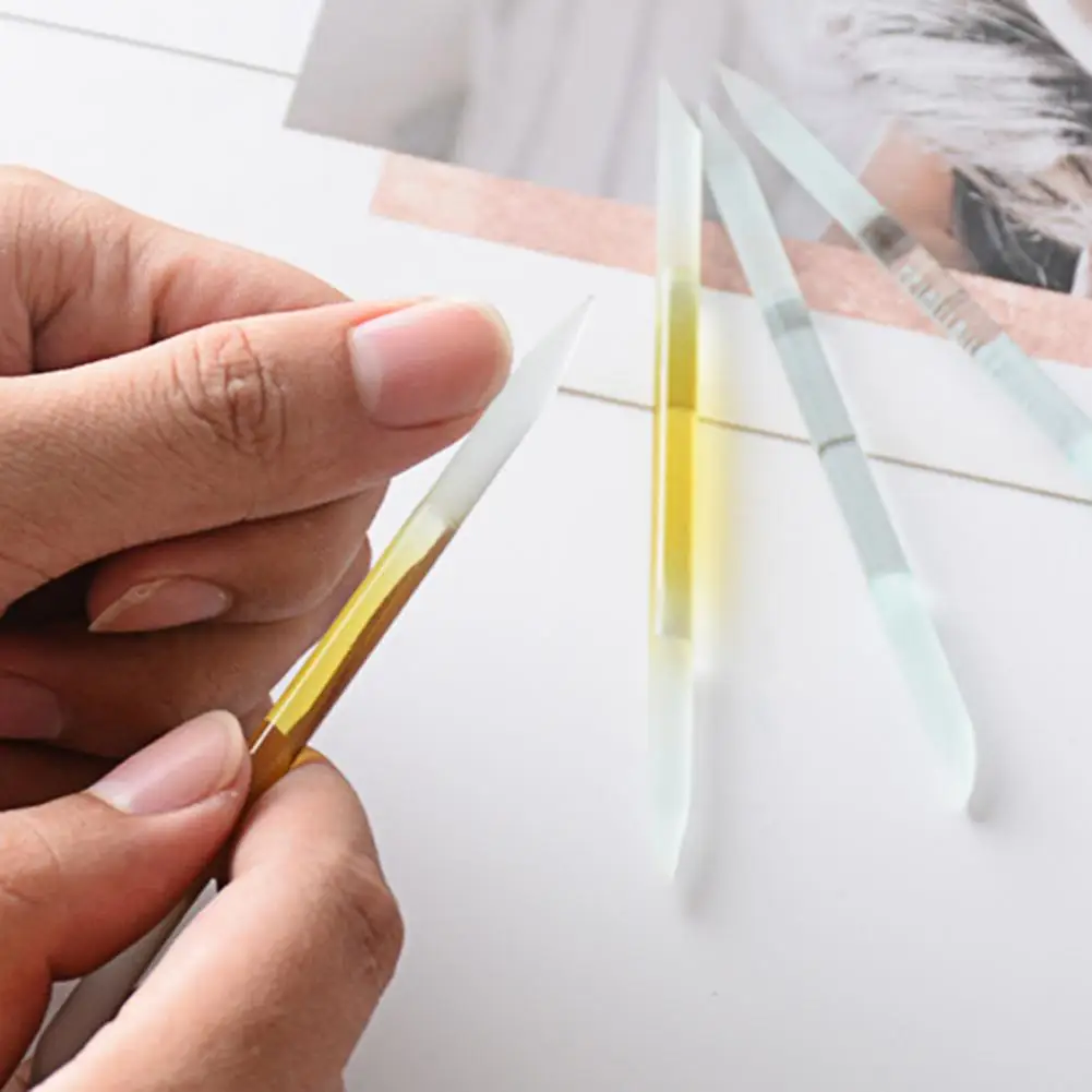 Lime à ongles en verre Double face, poussoir à cuticules, bâton de manucure, étui en simili cuir, outil pour enlever les cuticules, 2 pièces/ensemble