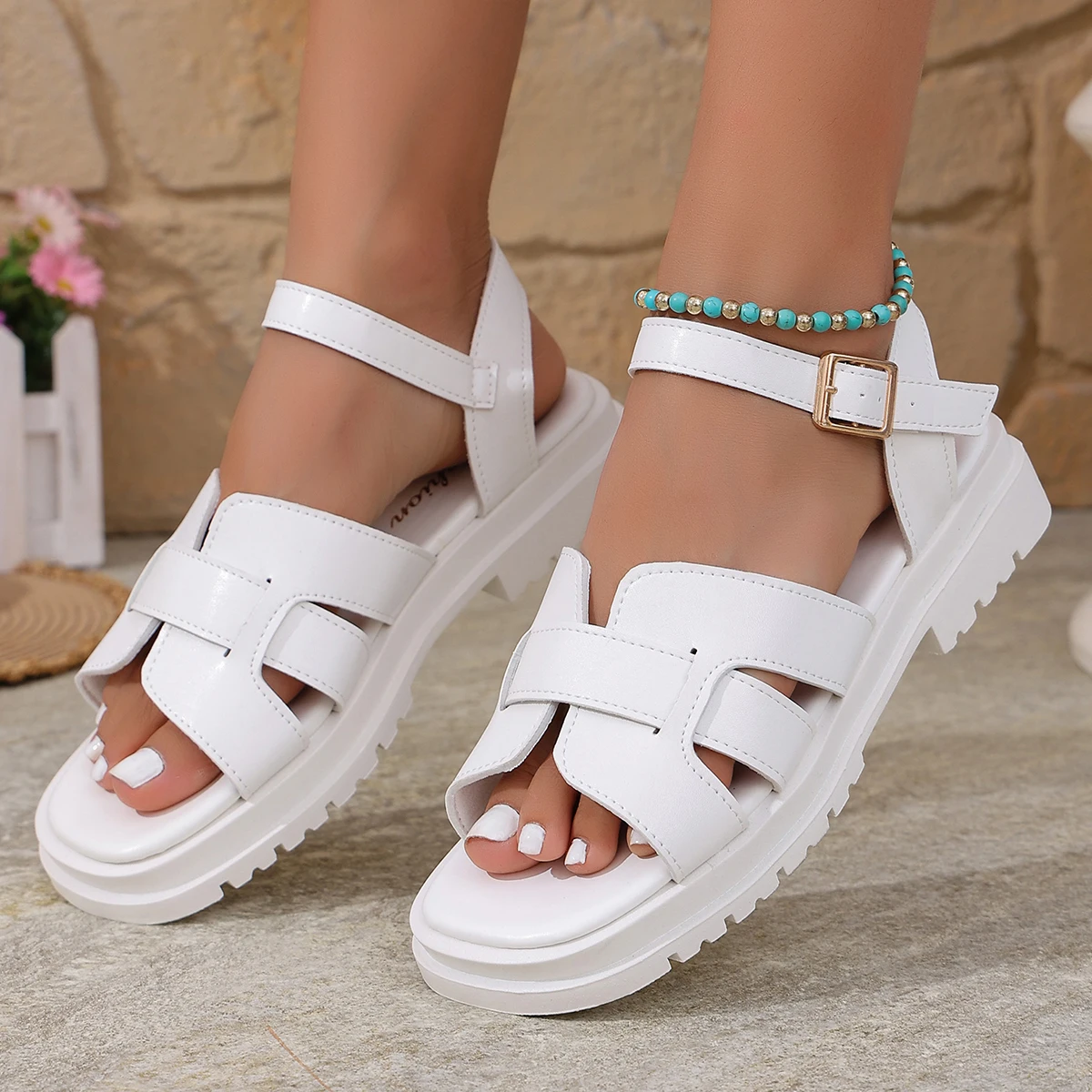 Women Sandals Summer Large Size Sandals High Quality Fashion Solid Color Flat Shoes Casual Platform Outdoor Beach Women Shoes
