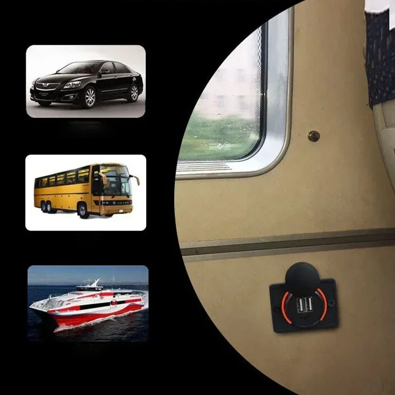 

12-24V 3.1A Dual USB Car Charger withMounting Screws For Car Bus Boat Camper Caravan USB Car Charger Electronics Accessories NEW