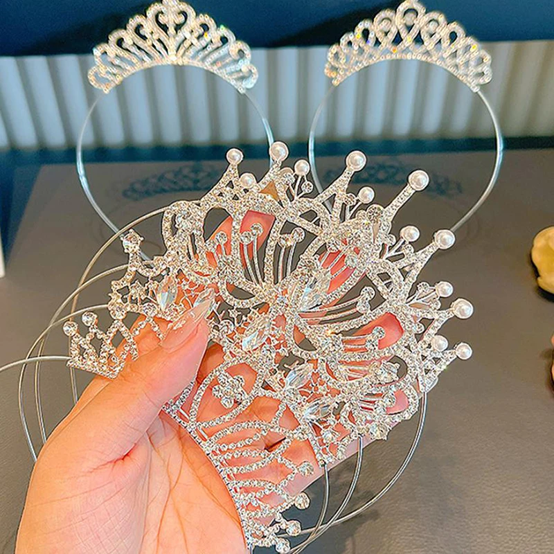 

Милая повязка на голову с короной для маленьких девочек, детские аксессуары для волос, вечерние, подиум, подарок на день рождения