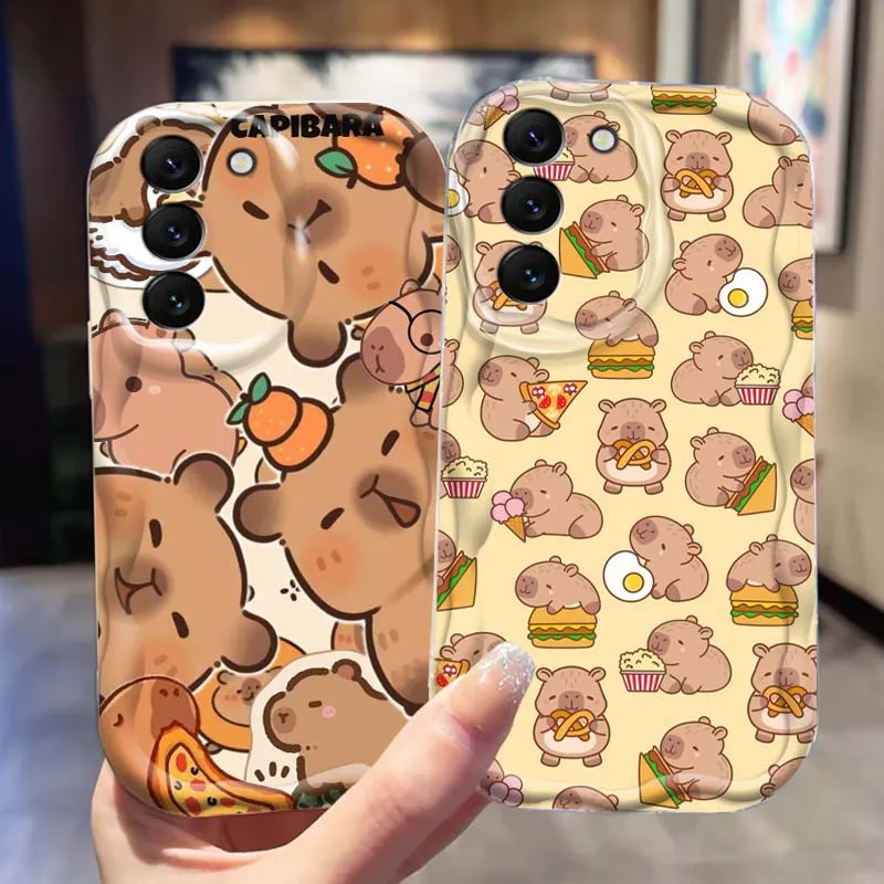 

Cartoon Cute Capybara Popular Phone Case For Samsung S25 S24 S23 S22 S21 S20 A04 A05s A05 A06 Ultra Plus FE 5G Wave Oil