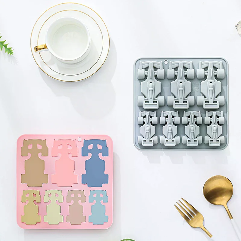 7 Cavity Racing Car Silicone Mold 3d Kart Mousse Fondant Chocolate Mould Ice Grid Epoxy Baking Resin Mold Cake Decorating Tools