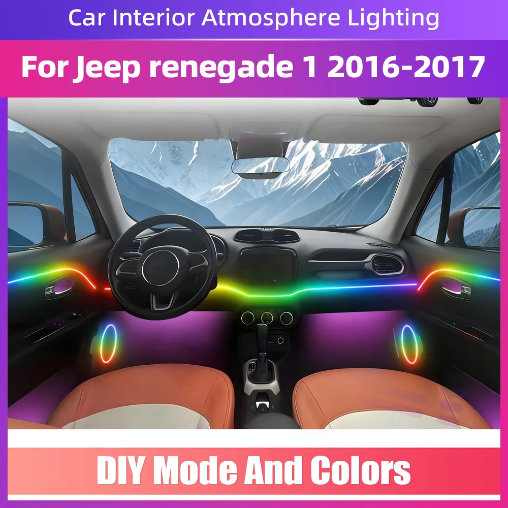 

For JEEP Renegade 1 2016-2017 Interior LED RGB Symphony Environmental Light Strip with 64Color and Different Modes to Choose