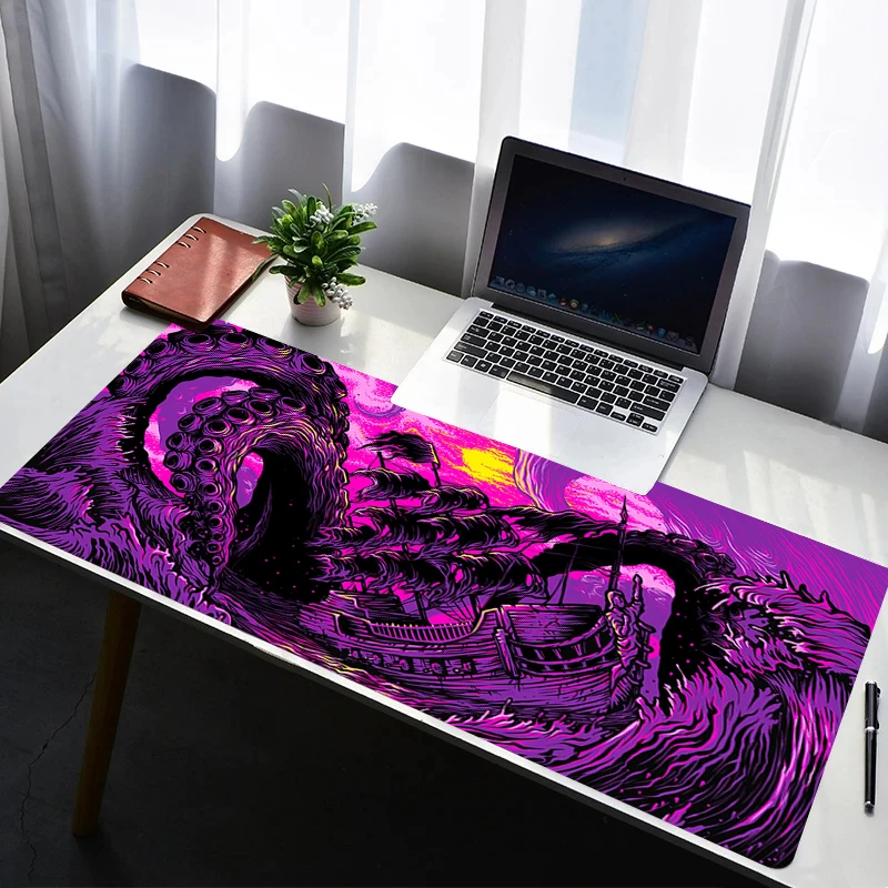 Mouse Pad Laptop Non Slip Extended Desktop Mouse Mat PC Rubber Keyboard Pad Sea Monsters And Ships Gaming Accessories Mousepad