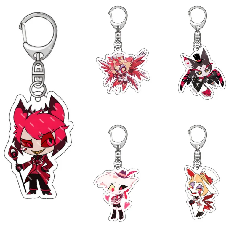 Recycled Acrylic Keychain for Charlie Morningstar Lucifer Morningstar Husk Alastor Backpack Pendant Cartoon Keychain Gift