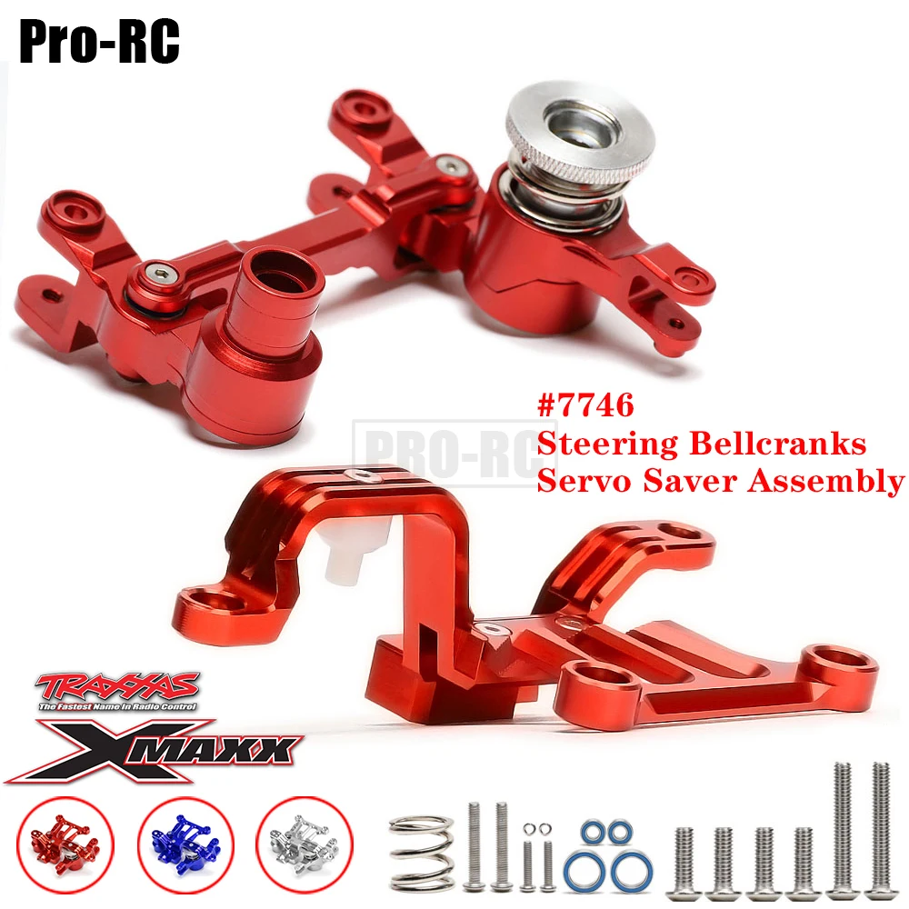 For Traxxas 1/5 X-MAXX XMAXX 6S 8S Steering Bellcranks Support Servo Saver & Spring & Bearings Alu. Alloy Assembly RC Car Part