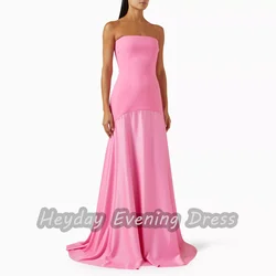 Heyday السعودية Strapless Beaded Satin A-Line Sleeveless Sexy Ruffle Floor Length Elegant Prom Dress For luxurious Woman 2024