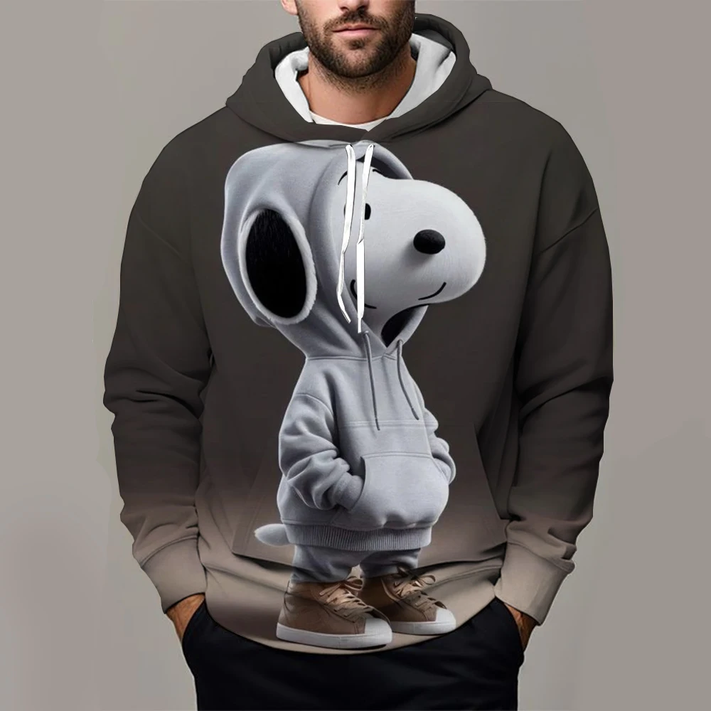 Snoopy Fun Printed Men\'s Hoodie Cartoon Women Oversized Sweatshirt Tops Autumn Winter Couple Pullover Kid Girl Boy Hoodie