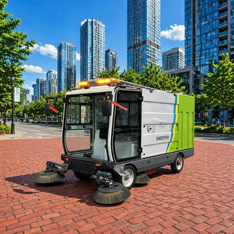 ride‑on electric road sweeper large capacity waste container ground cleaning equipment for downtown area district maintenance