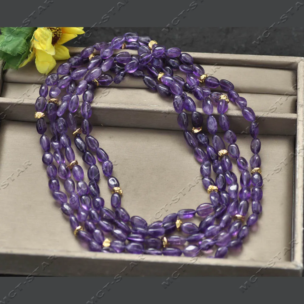 MCTSTAR 100" 15mm Natural Lavender Amethyst Clean Purple Crystal Long Necklace (Z14479)