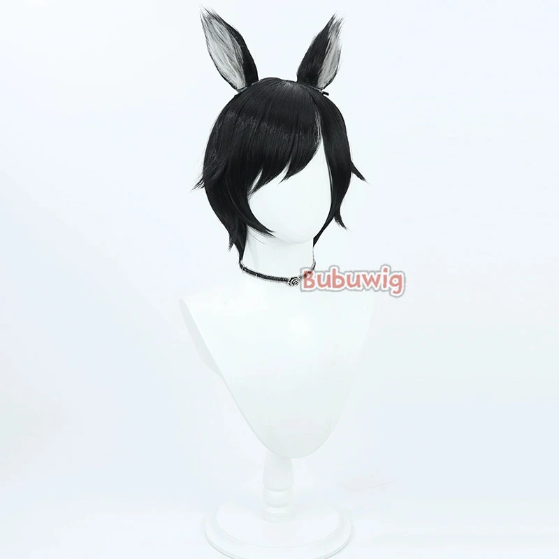 Bubuwig Synthetic Hair Izutsumi Cosplay Wigs Delicious in Dungeon Izutsumi 30cm Short Straight Black Cos Wig Heat Resistant