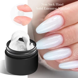 MEET ACROSS 7ml Milky White Non Stick Hand Extension Gel Nail Polish Clear Nude Pink Finger Prolong Nail Art Varnish Manicure