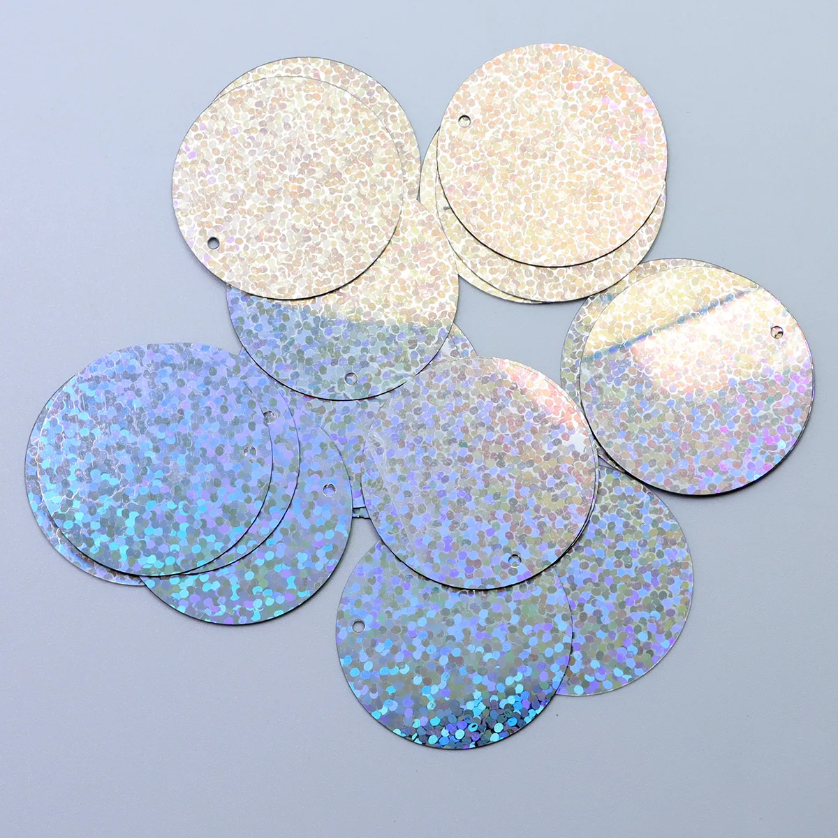 100g Approx 423/140pcs 29/50mm Round Shape with hole Loose Laser Sequins Sewing Wedding Craft Garments Decoration