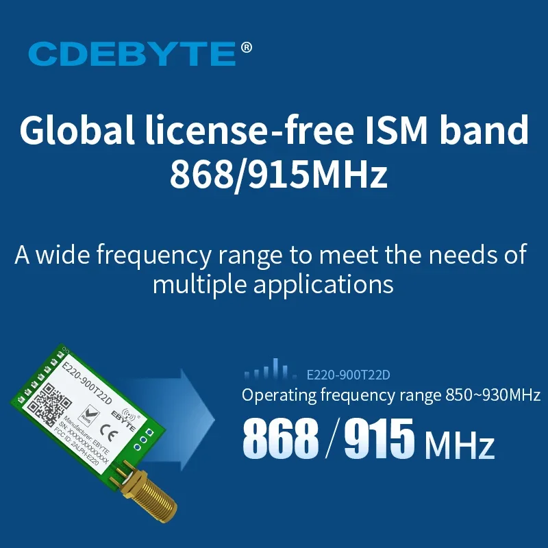 2szt/lot Bezprzewodowy moduł UART E220-900T22D-V1.2 RSSI ISM 868MHz 915MHz 22dBm LoRa Interfejs widma rozproszonego SMA-K Antena IoT