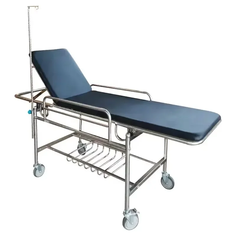 

Medical patient trolley Stainless steel ambulance transport stretcher with wheels
