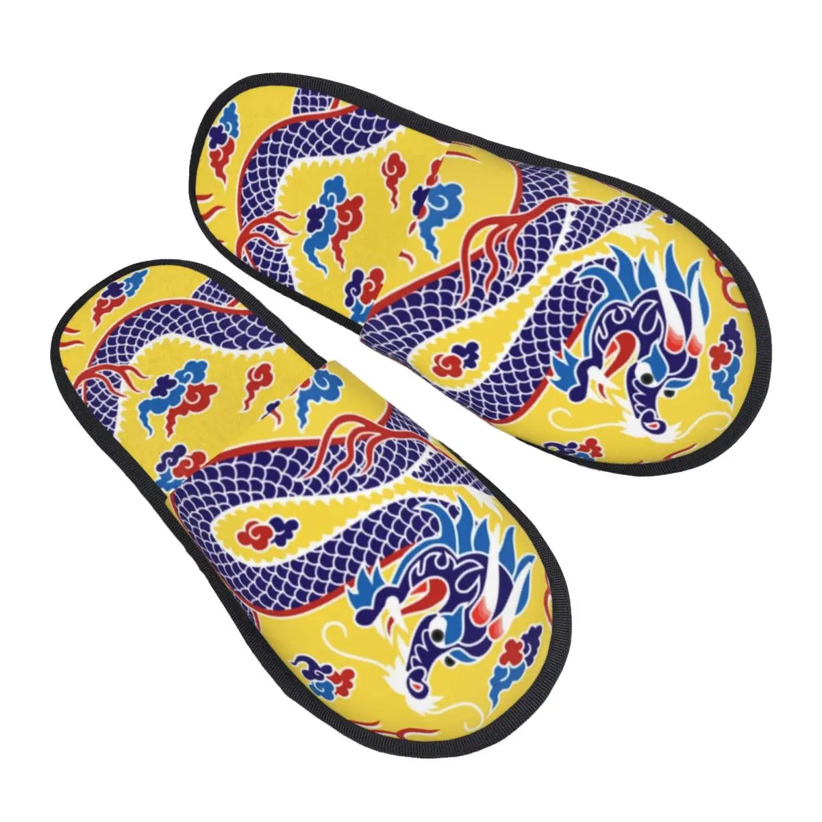 Custom Vintage Chinese Style Dragon Art Guest Slippers for Bedroom Women Tradition Asian Myth House Slipper