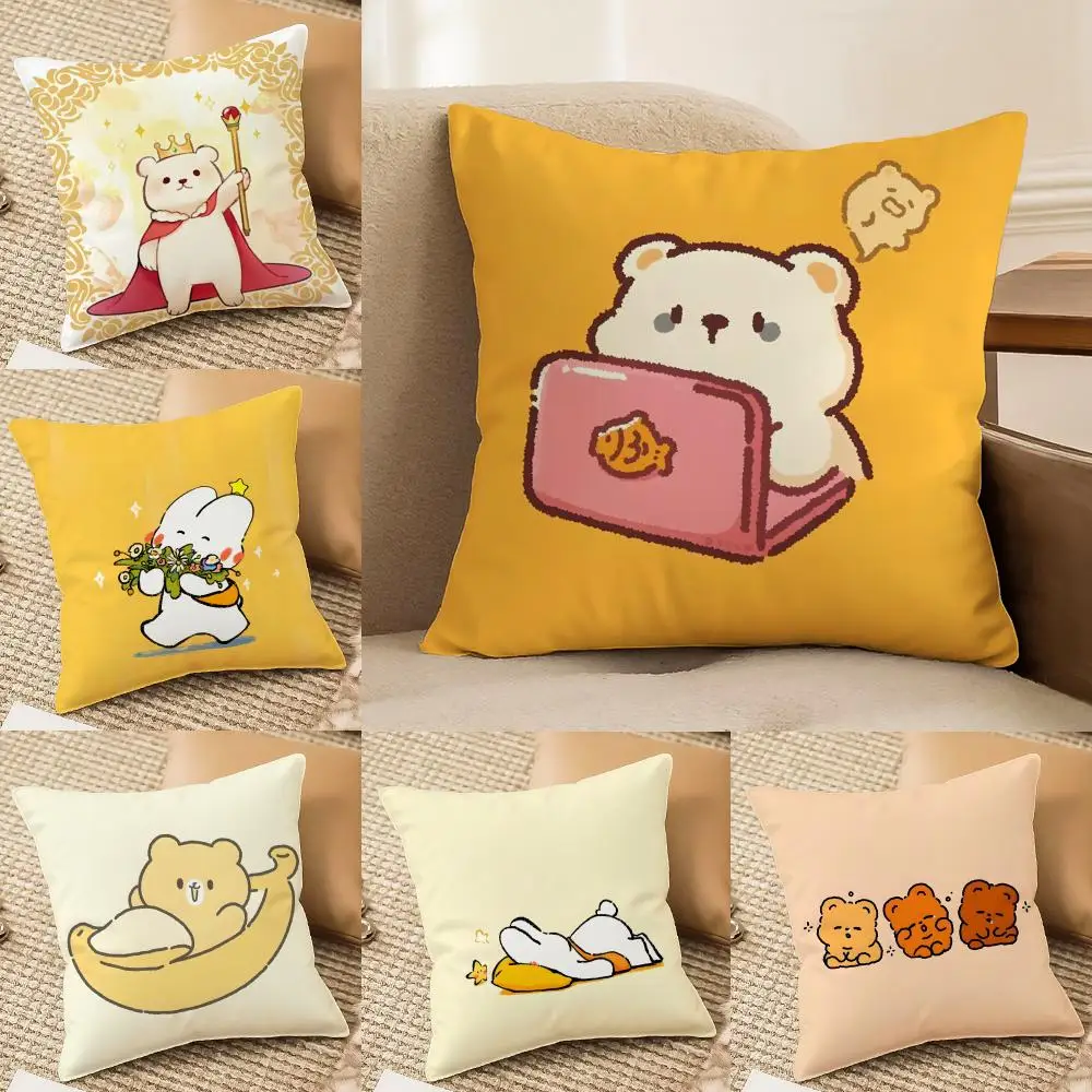 

fashing Sleeping Polar Bear Cartoon Pattern Pillow Case Silky elegant Comfort Sofa Bed Invisible zipper