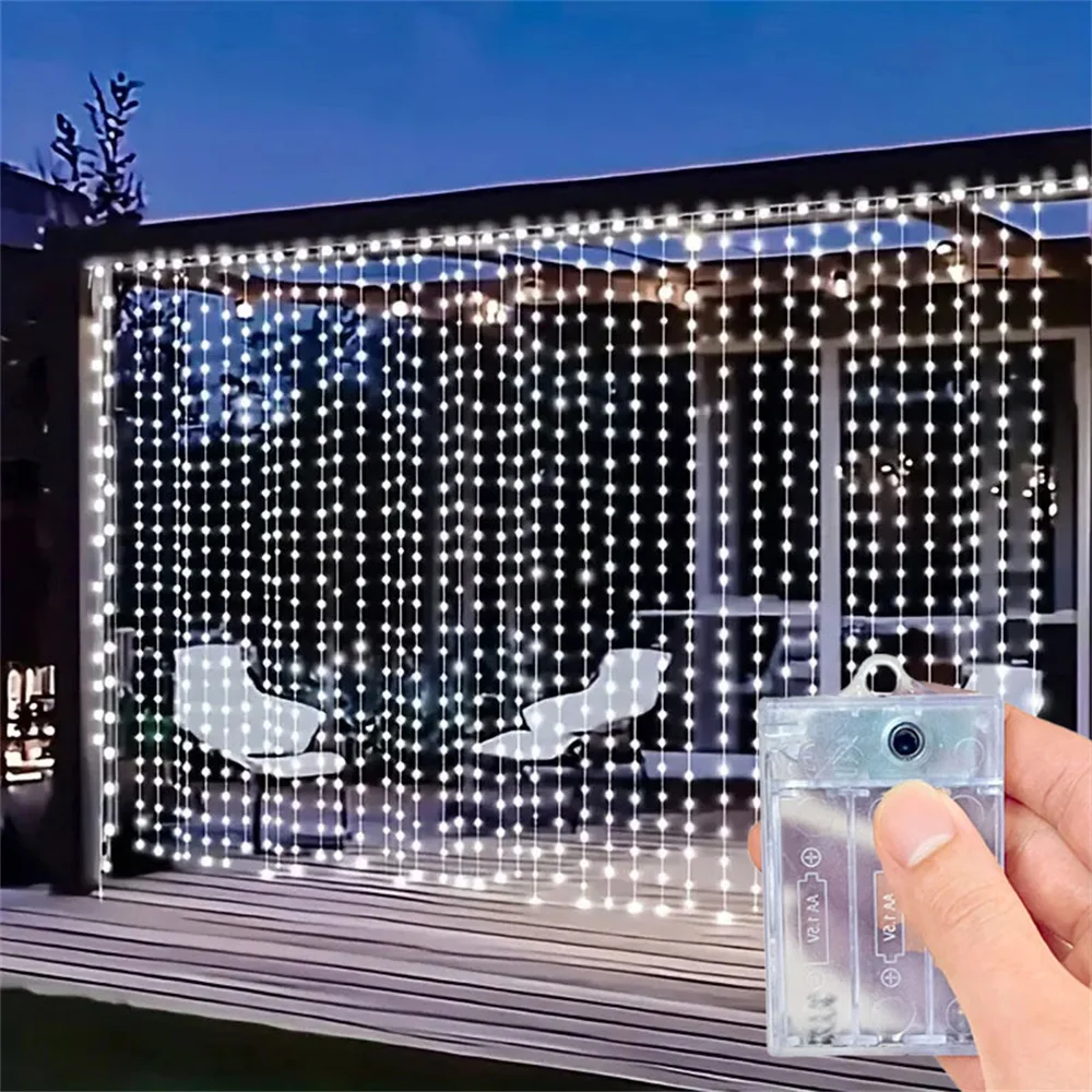 1set Battery Powered LED Curtain Wire String Light Wedding Fairy Holiday Garland Lamp for Christmas Party Home New Year Decor