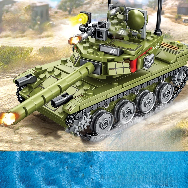 

Iron-blooded reloading 85 military tank model VT-4 main battle tank boy DIY small particle assembling building block toy