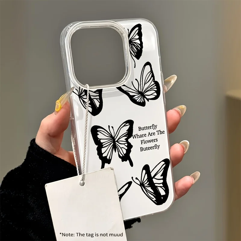 Stripe Butterfly INS Transparent Phone Case For Samsung Galaxy A57 A56 S25 S26 S23 S24 Plus Ultra A55 A37 A17 A27 A06 A07 Cover