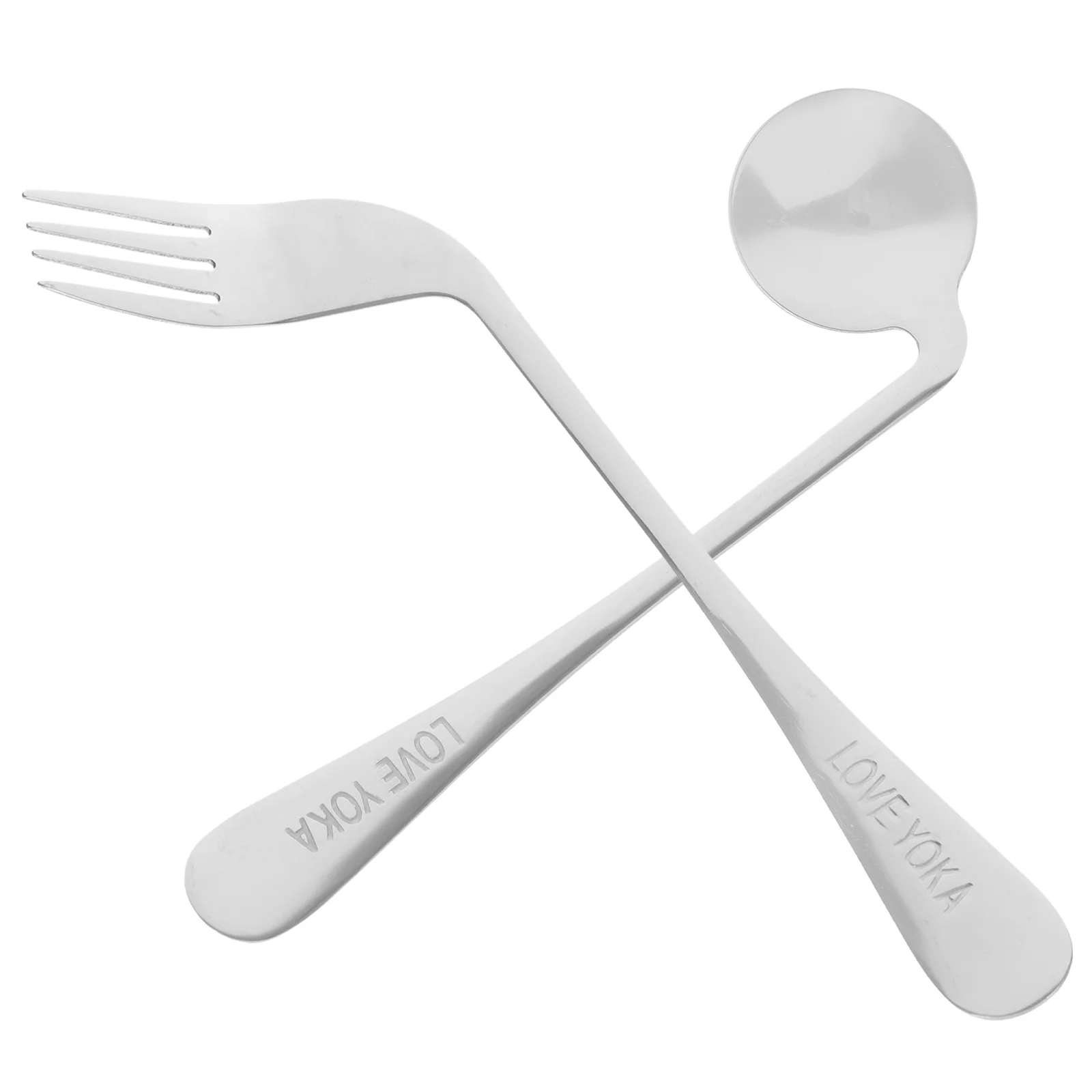 Elbow Fork Spoon Easy Use Eating Feeding Silverware Cutlery Set Stainless Steel Curved Forks Elderly Tablespoon