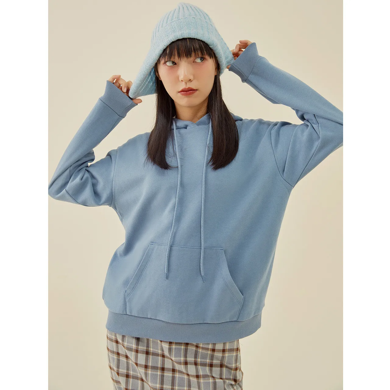 Metersbonwe Casual Perennial Knited Hoodies for Women, Monochrome Loose Hooded Jumper, Leisure Multicolor Pullover Tops