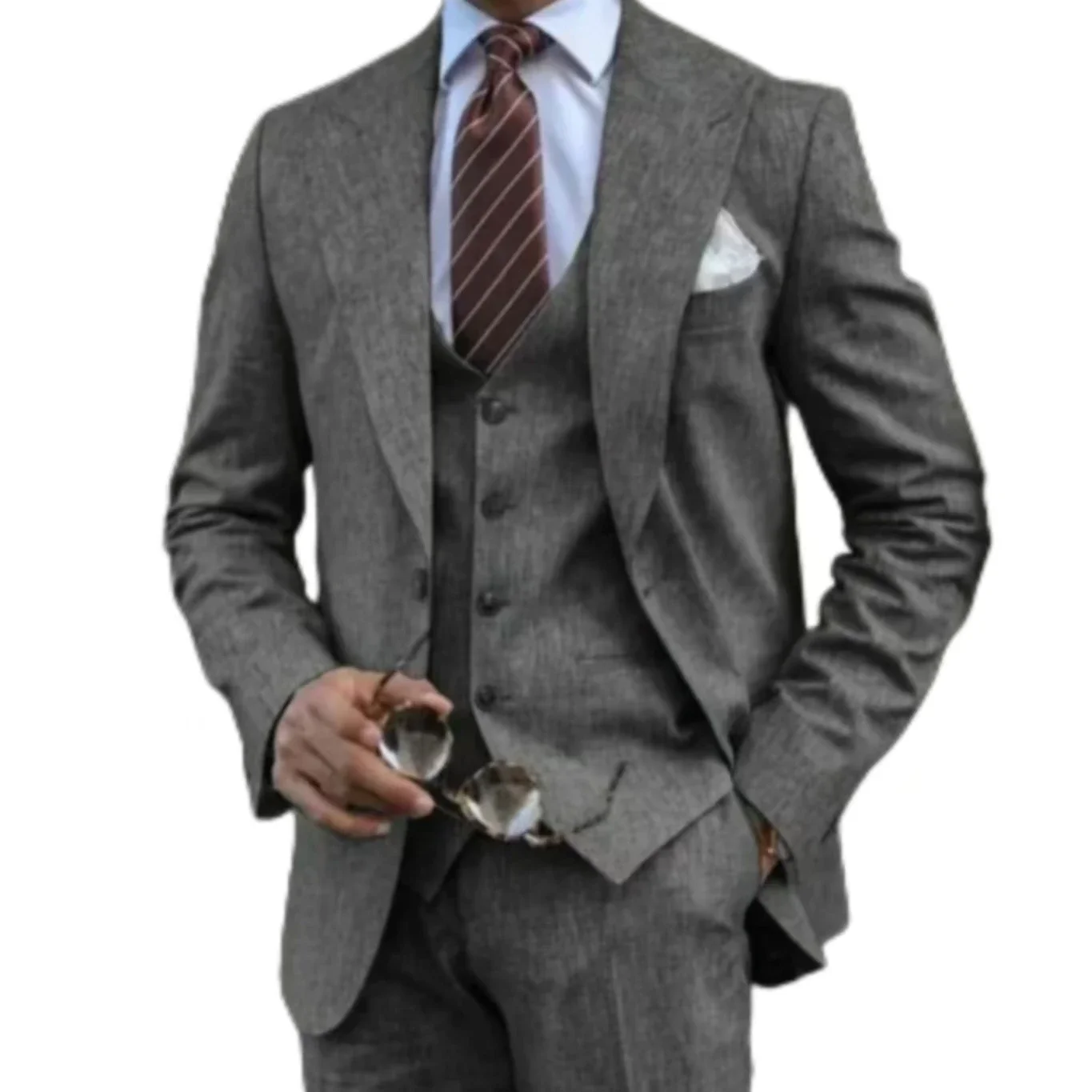 

Men's Elegant 3-Piece Tuxedo Suit Classic Blazer Vest And Pant Combo for Wedding Ceremony Groomsmen Business Stylish Costume