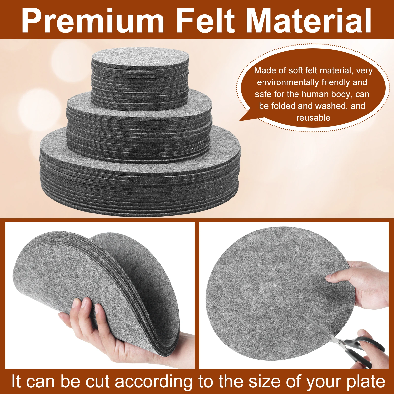 84/144PCS Pot and Pan Protectors Dividers Pad Felt 3 Sizes Pans Separator Pads for Protecting Separators Pads Cookware Kitchen