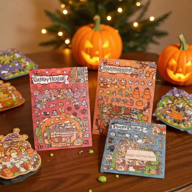 4 세트 만화 절묘한 할로윈 3 차원 DIY 장식 스티커 조경 핸드북 스티커 귀여운 크리 에이 티브 스티커