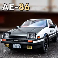 1:18 Toyota AE86 Toys Alloy Cars Diecast Models 4 Doors Opened Vehicle with Light Music Wheel Steering Car for Child Adult Gifts