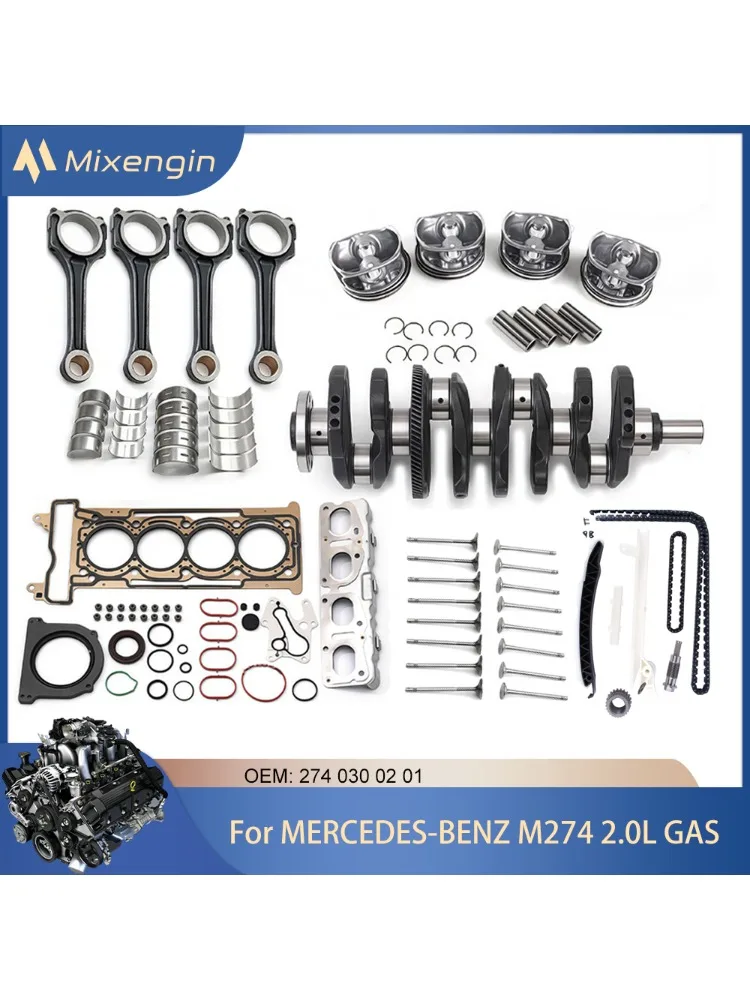 Zestaw do remontu silnika M274 pasuje do M274.920 2.0 L4 GAS do Mercedes-Benz C200 C250 C300 CLS260 E200 E250 E300 GLC200 itp. 2.0L — 2