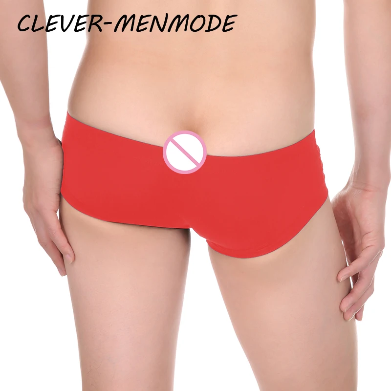 CLEVER-MENMODE Tight Short Panties Men\'s Sexy Low-Rise Cotton Mini Micorn Boxers Hot Ultra Short U Convex Underwear