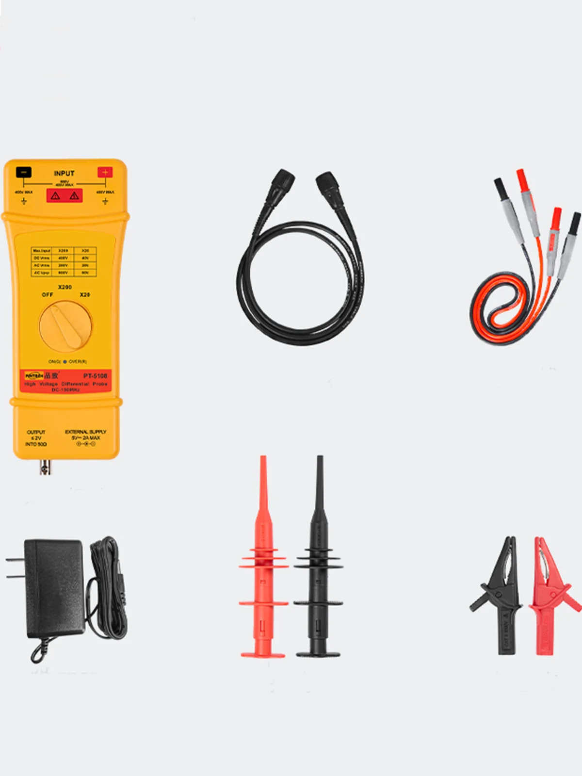 PINTECH PT-5108 High Frequency Differential Probes for Oscilloscope 800V, 150MHZ 20X/200X Attenuation Rate, Oscilloscope Probe