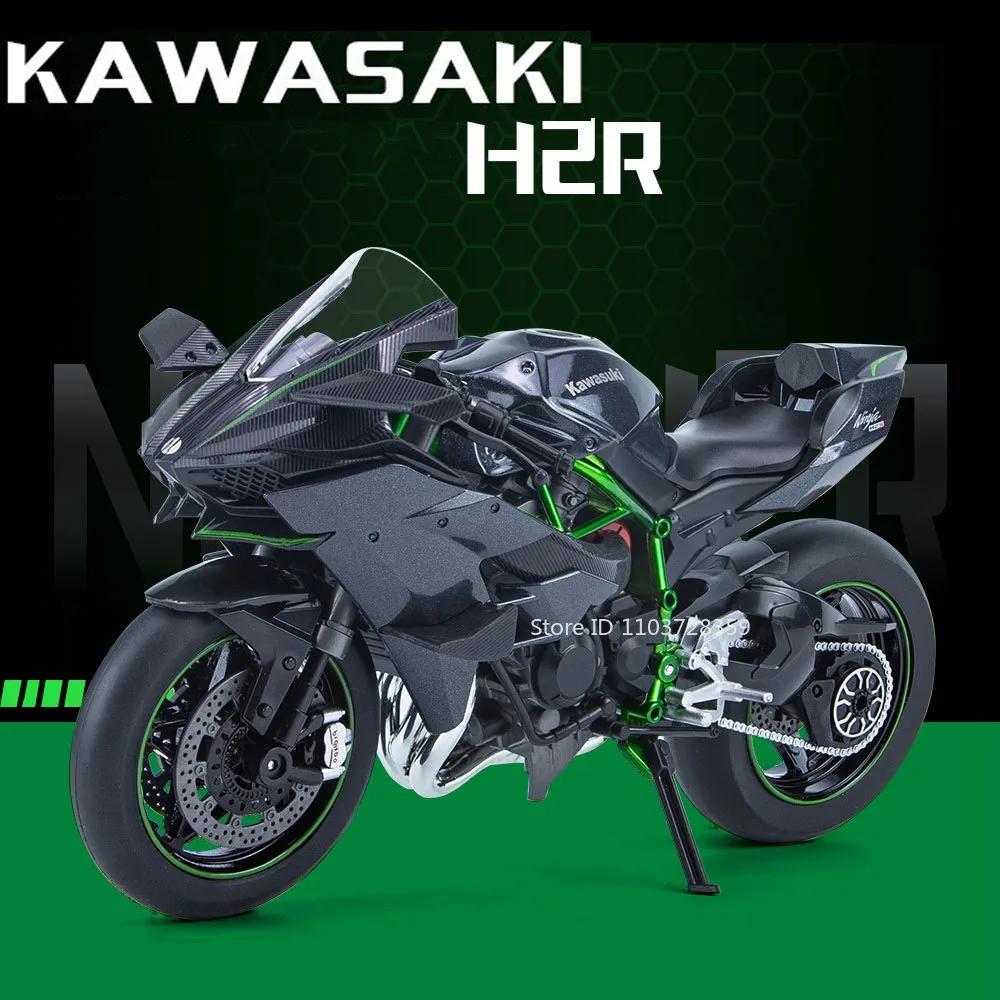 1:9 KAWASAKI NIJIA H2R 모델 장난감 오토바이 합금 다이캐스트 스즈키 하야부사 오토바이 사운드 라이트 충격 흡수 어린이 선물