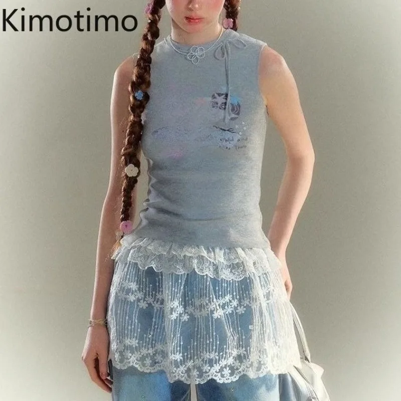 

Kimotimo Korean Style Mesh Lace Mini Skirt Women Tierred Ruffle Sheer Versatile A-line Skirts 2025 Summer Fairy Sweet Y2k Faldas