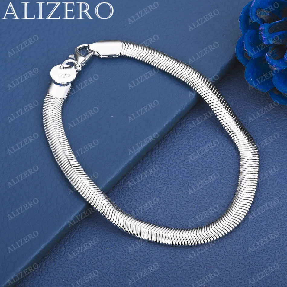 

ALIZERO 925 Sterling Silver 6mm Soft Snake Chain Bracelet Fashion Wedding Engagement Party Jewelry Gifts