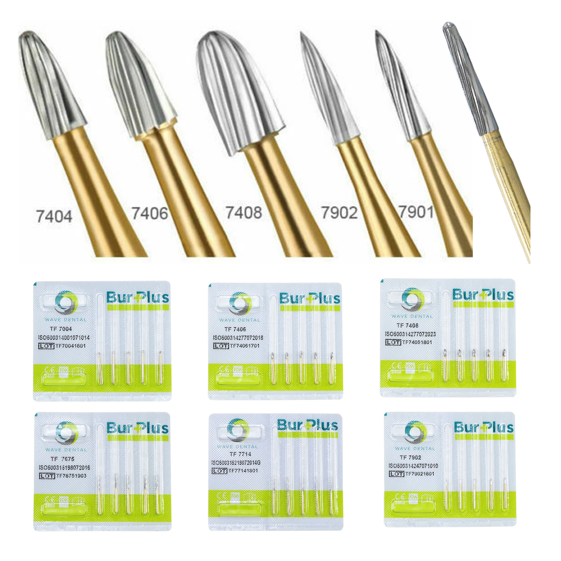 Wave Dental Tungsten CarbidT Series 12 Bladed Finishing  Plated Cutter Rotary Burr Dremel Operative Grinding Burs Drills 5 Pcs