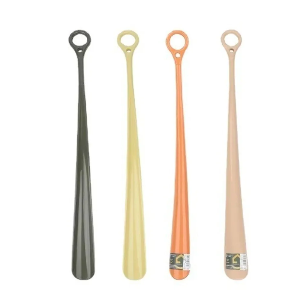 New Long Handle Shoe Horns 47cm Size Hanging Ring Shoe Spoon Random Color No Bending Over Wearing Shoe Tool Daily Use