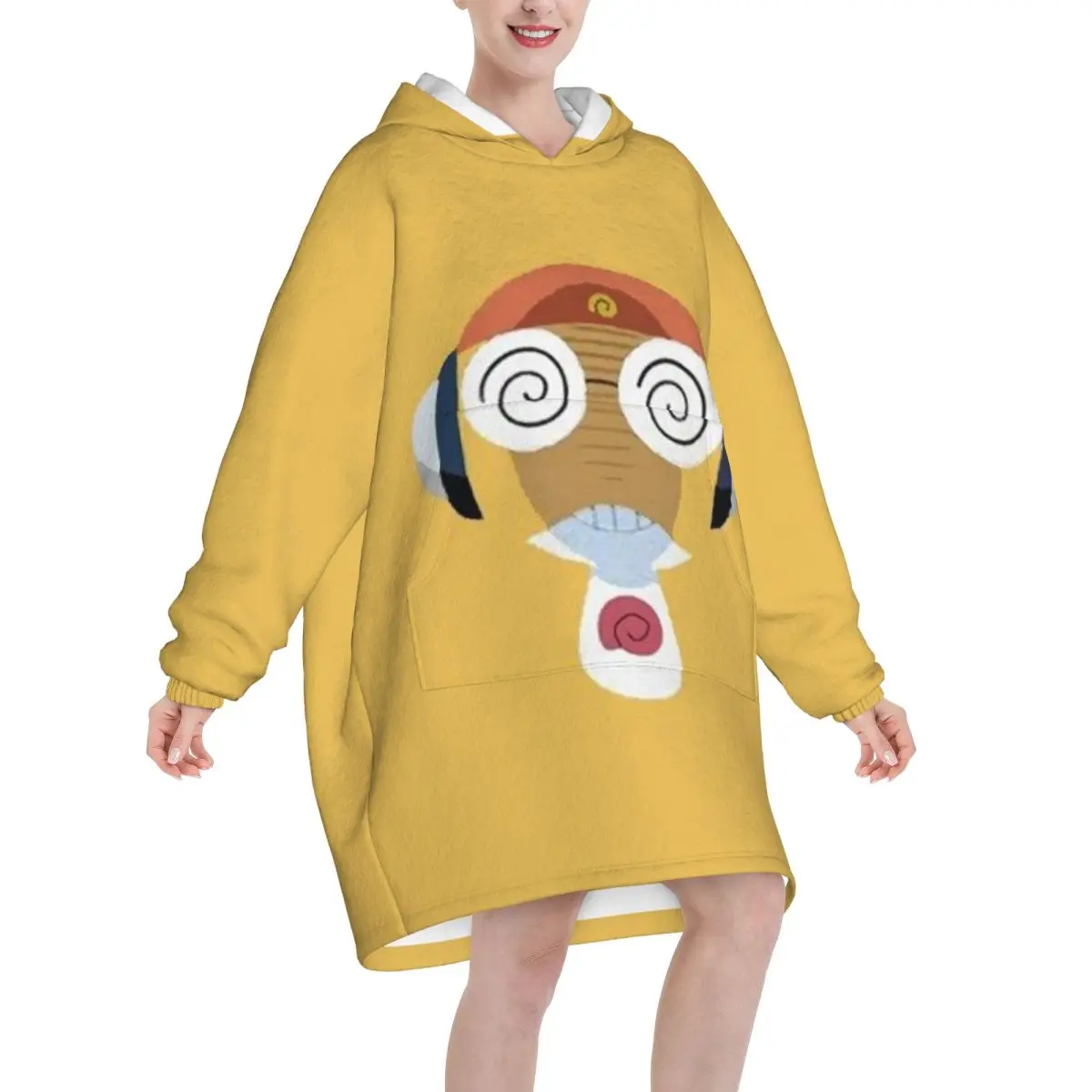 Keroro Gunso Oversized Blanket Hoodie Sweatshirt Long Fleece Hooded Wearable Blanket with Large Pocket for Women Men