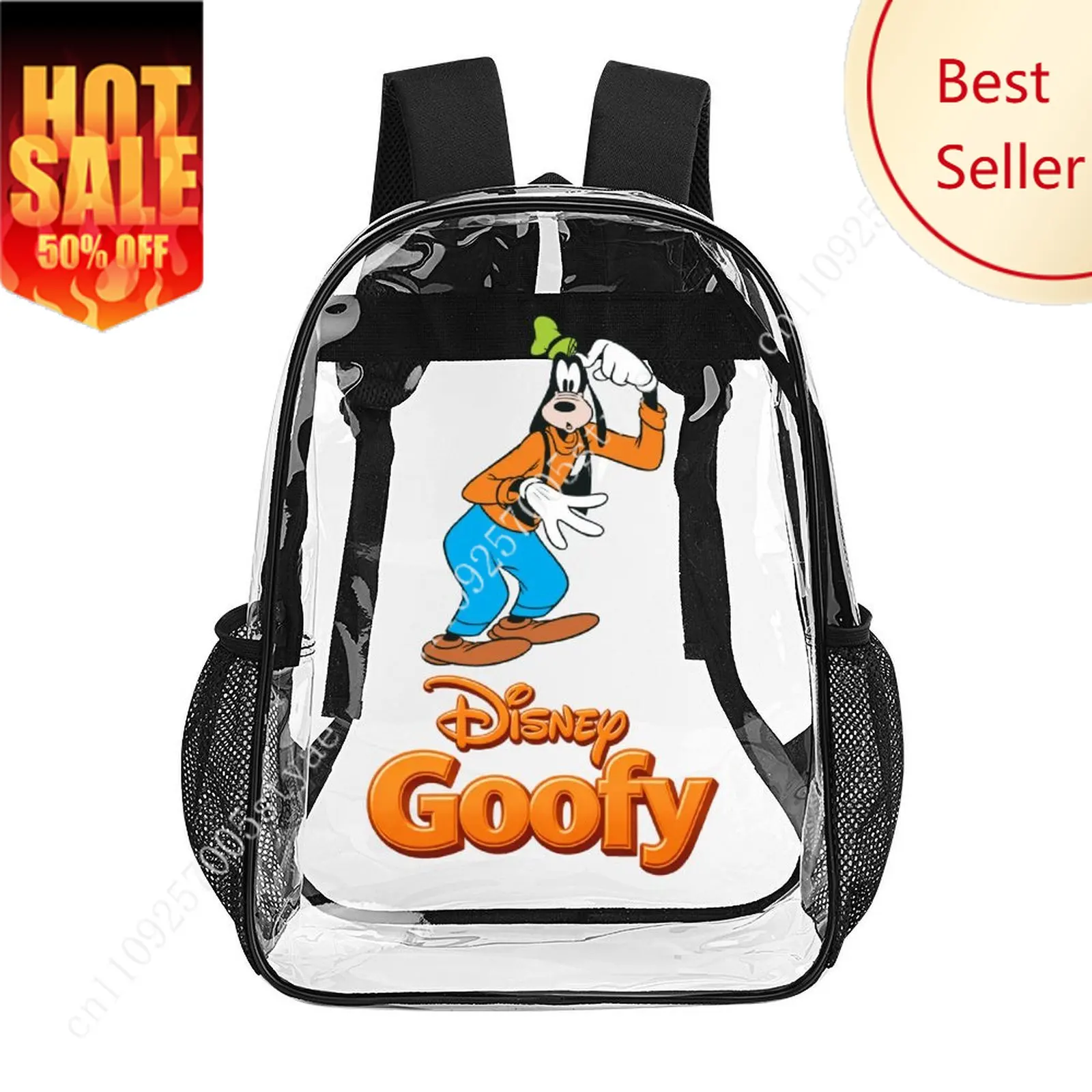 

Goofy Transparent Backpack Disney Cartoon Decorative Bag Design Your Photos Logos Text Customized Party Holiday Gifts